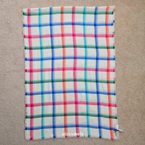 NWT Talbots 100% Wool Scarf Colorful Plaid - Picture 1 of 10